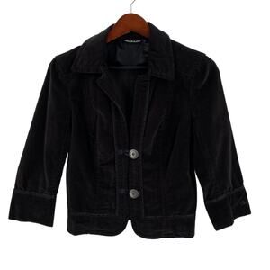 Black velour fitted blazer womens size small